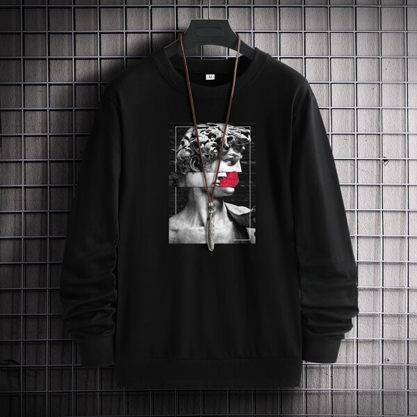 

Men Figure Graphic Sweatshirt, Black