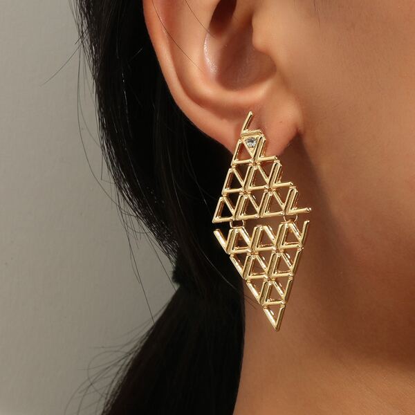 

Hollow Out Geometric Earrings, Gold