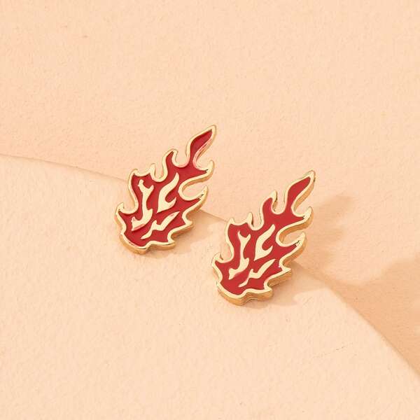 

Flame Design Stud Earrings, Multicolor