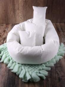 SHEIN Newborn 4pcs Pillow Photo Outfit - White - View 2