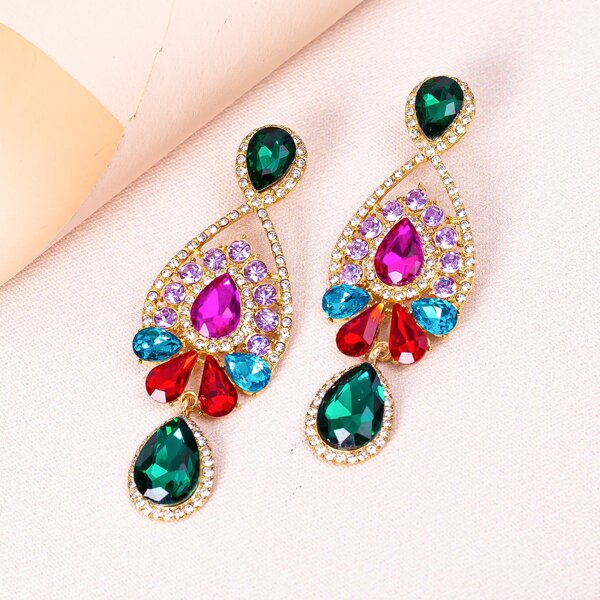 

Rhinestone Decor Drop Earrings, Multicolor