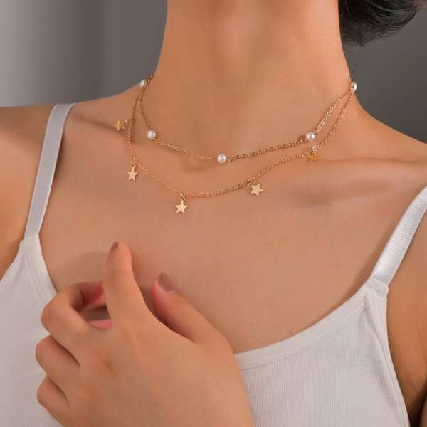 

Star Pendant Layered Necklace, Multicolor