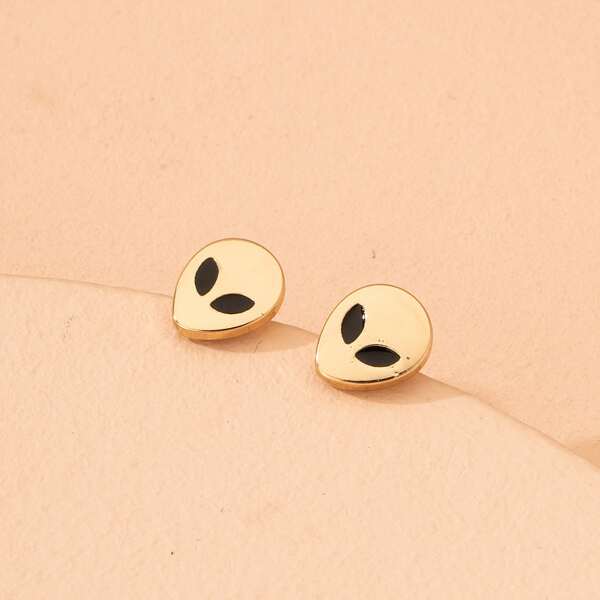 

Alien Design Stud Earrings, Gold