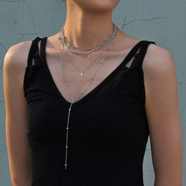 

Layered Y-lariat Necklace, Silver