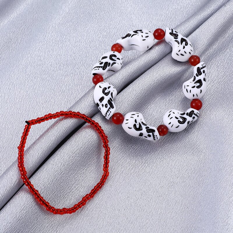 

2pcs Skull Decor Bracelet, Multicolor