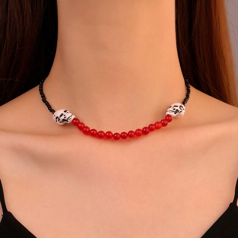 

Skull Decor Beaded Necklace, Multicolor