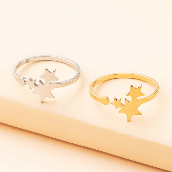 

2pcs Star Decor Ring, Gold