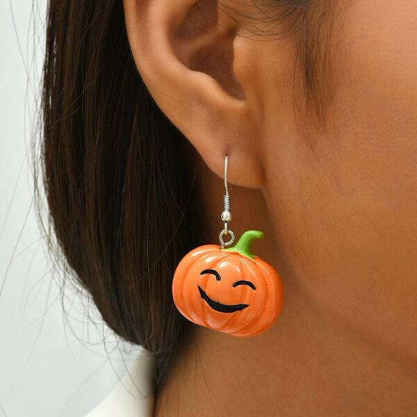 

Halloween Pumpkin Drop Earrings, Orange