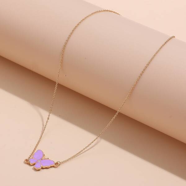 

Butterfly Decor Necklace, Mauve purple