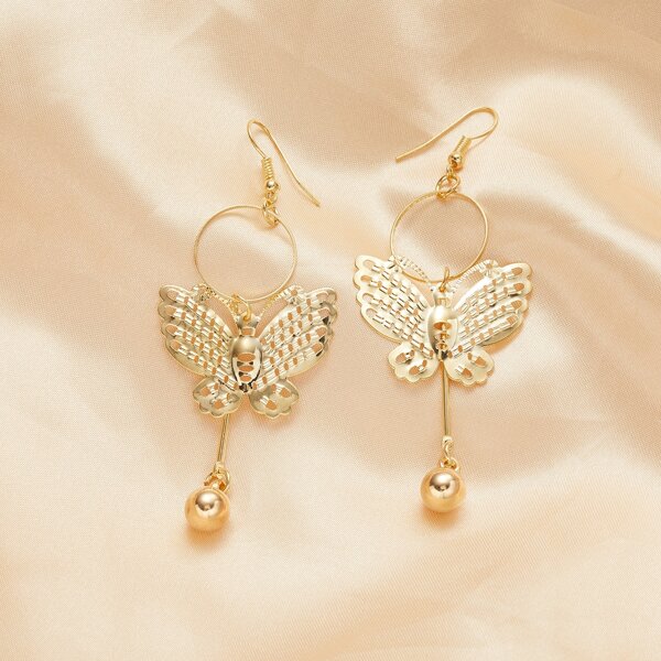 

Butterfly Drop Earrings, Gold