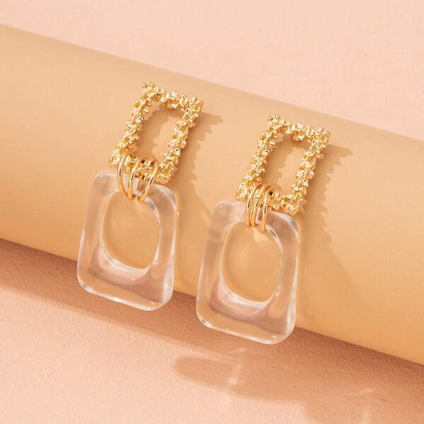 

Geometric Design Earrings, Gold