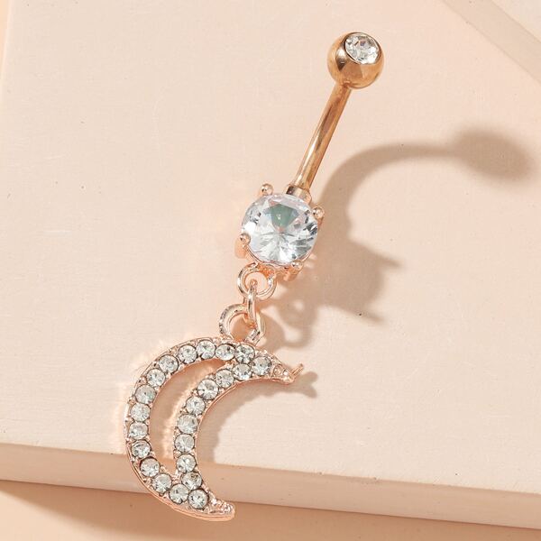 

Rhinestone Decor Belly Ring, Rose gold