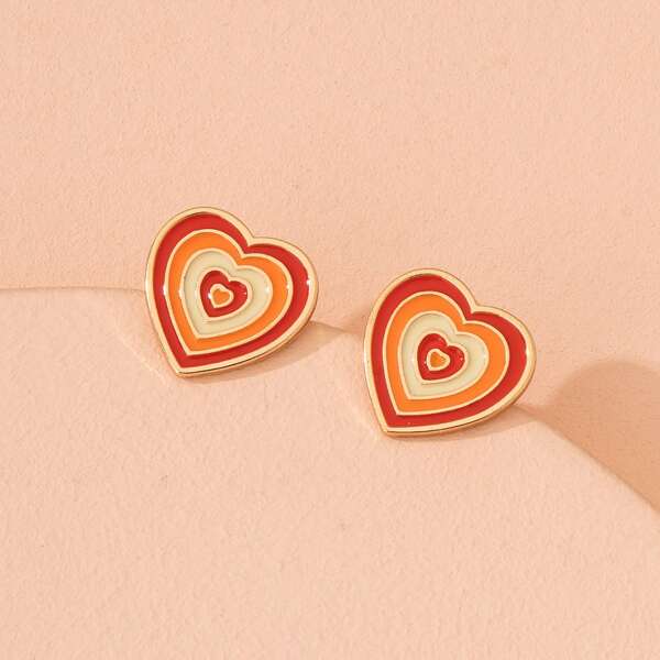 

Heart Design Earrings, Multicolor
