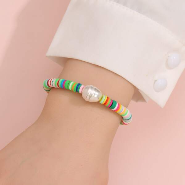 

Faux Pearl Decor Bracelet, Multicolor