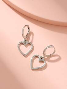 愛心裝飾耳墜 - 銀色 - 查看 4