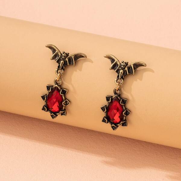 

Gemstone Detail Bat Earrings, Multicolor
