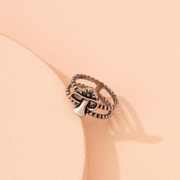 

Mushroom Decor Ring, Antique silver