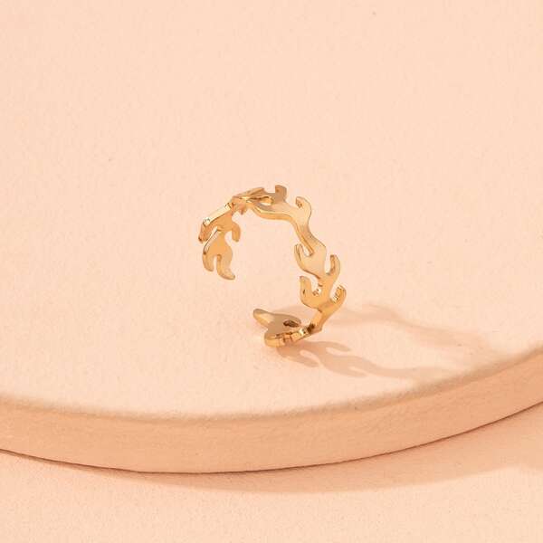 

Flame Design Cuff Ring, Gold