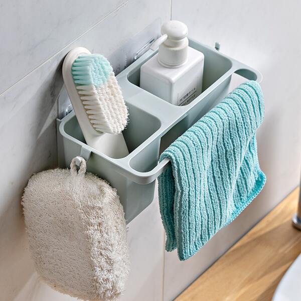 

1pc Solid Color Wall-Mounted Storage Holder, Green