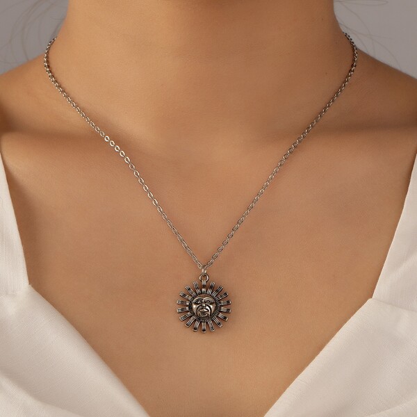 

Sun Design Necklace, Antique silver