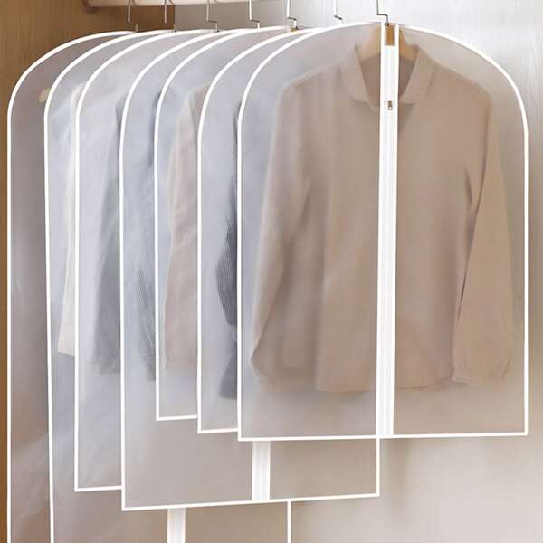 

5pcs Solid Color Clothes Dust Cover, White