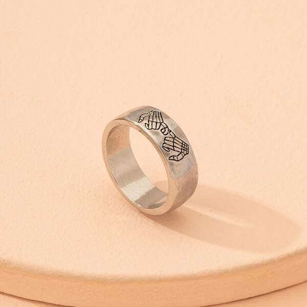 

Hand Pattern Ring, Silver