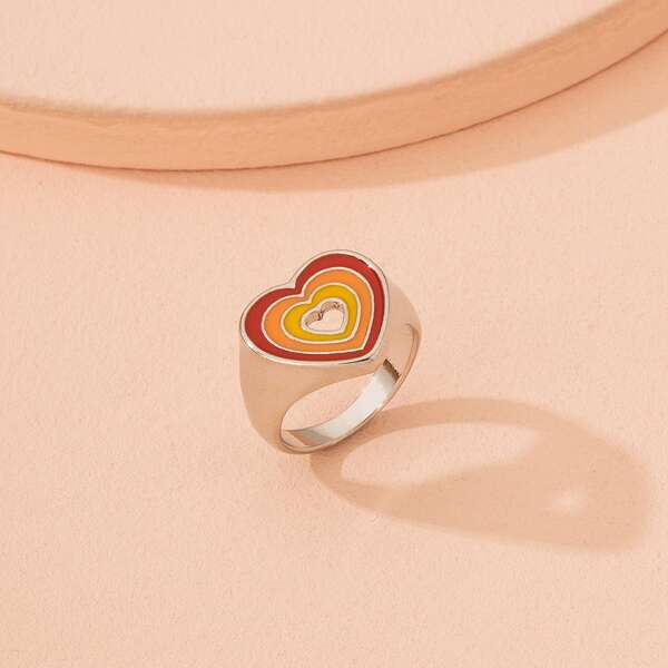 

Heart Pattern Ring, Multicolor
