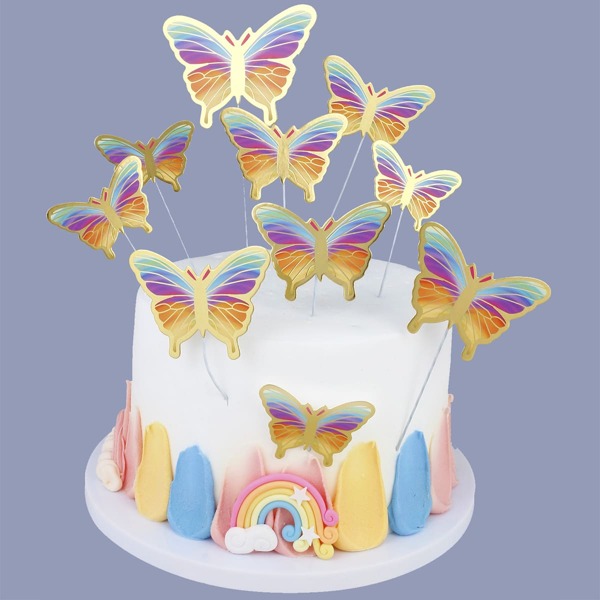 

10pcs Butterfly Shaped Cake Topper, Multicolor