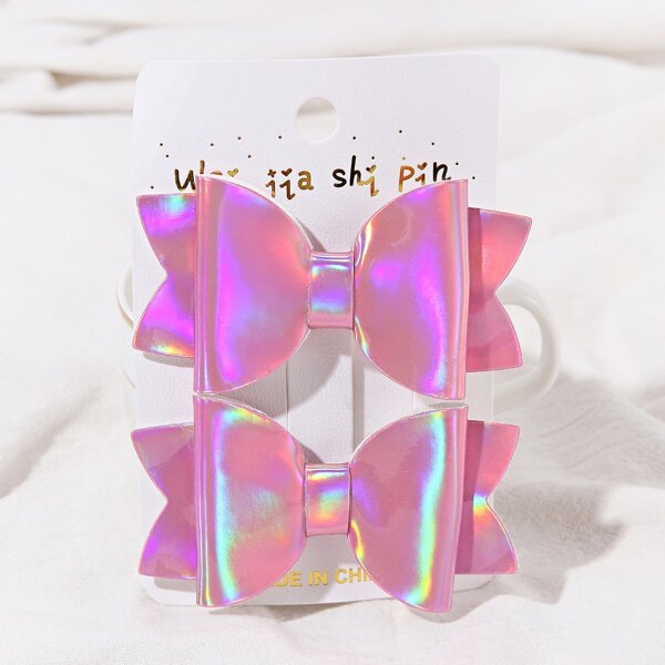 

2pcs Toddler Girls Bow Hair Clip, Pink