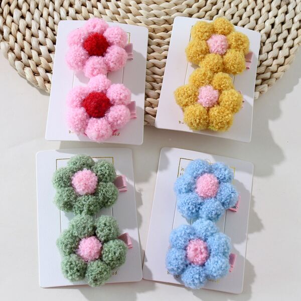 

8pcs Toddler Girls Flower Decor Hair Clip, Multicolor