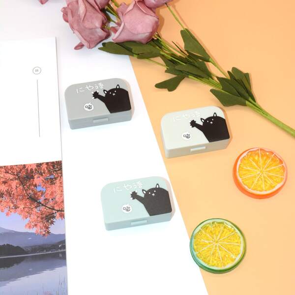 

1pc Cartoon Cat Print Random Contact Lens Case, Multicolor