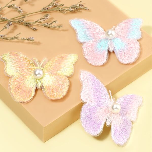 

3pcs Toddler Girls Butterfly Decor Hair Clip, Multicolor