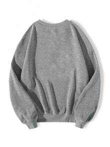 SHEIN Unity Letter & Eagle Print Sweatshirt - Grey - View 2