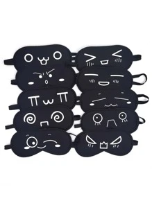 1 pieza Antifaz para dormir emoji diseño con de color al azar - Negro - Ver 2
