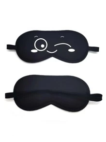 1 pieza Antifaz para dormir emoji diseño con de color al azar - Negro - Ver 3