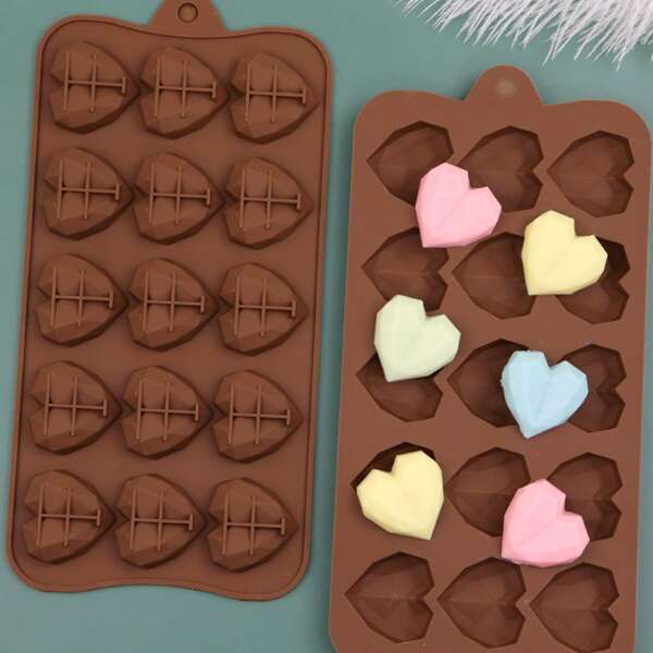 

1pc Heart Design Silicone Mold, Coffee brown