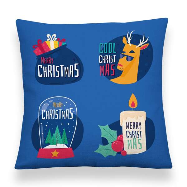

Christmas Slogan Graphic Waterproof Outdoor Cushion Cover Without Filler, Multicolor