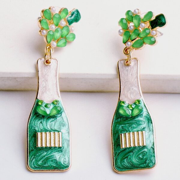 

Wine Bottle Design Earrings, Multicolor