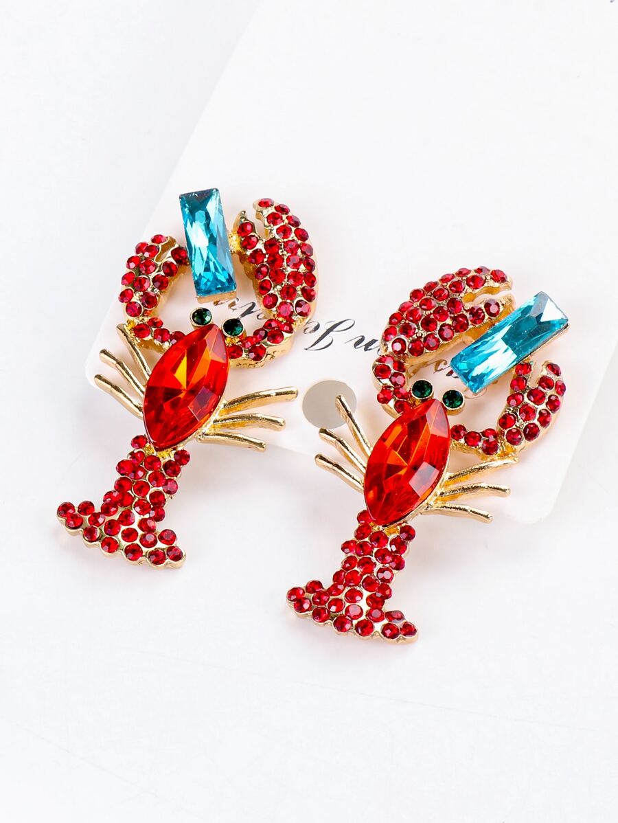 Rhinestone Lobster Earrings SHEIN USA