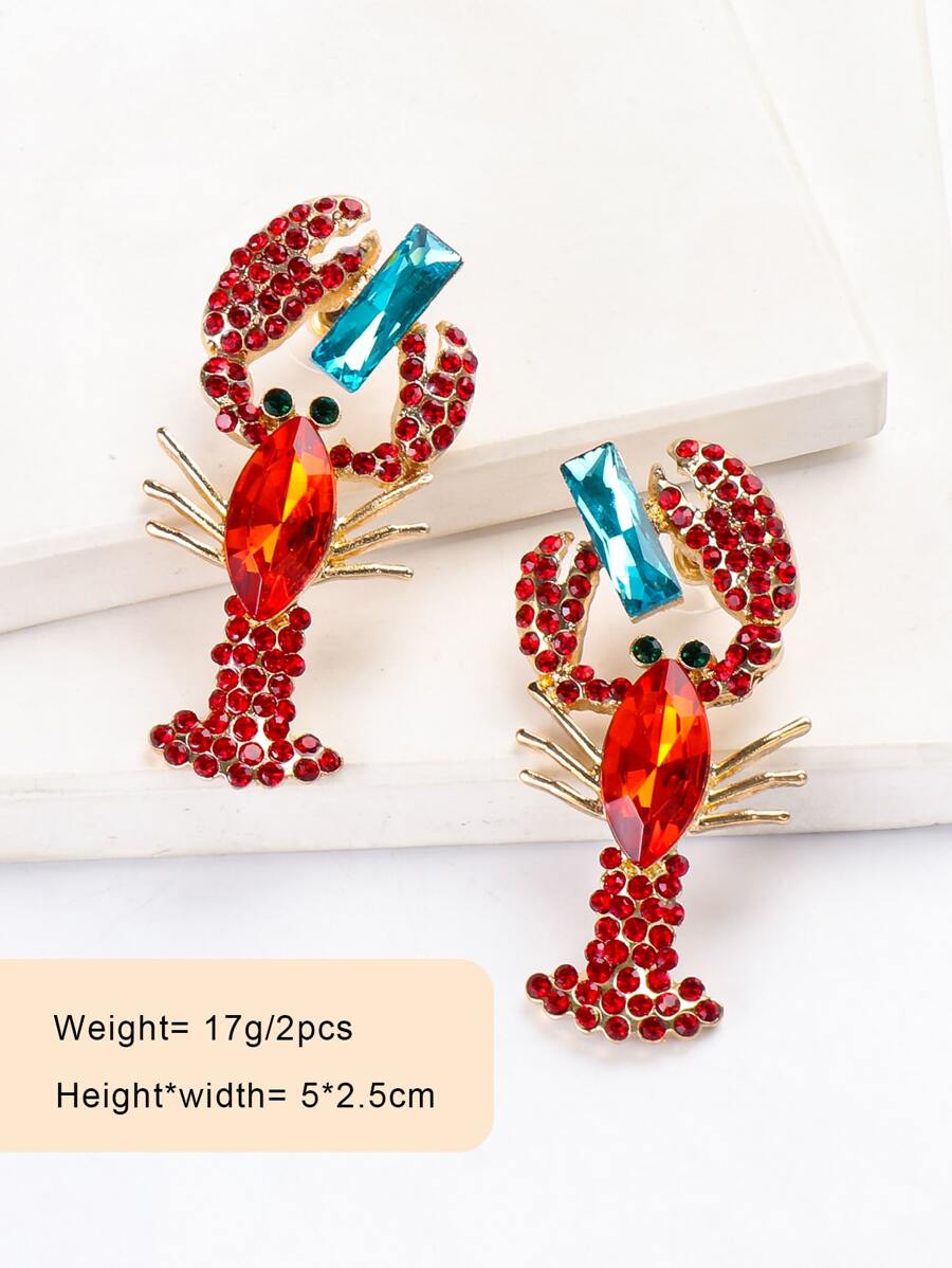 Rhinestone Lobster Earrings SHEIN USA