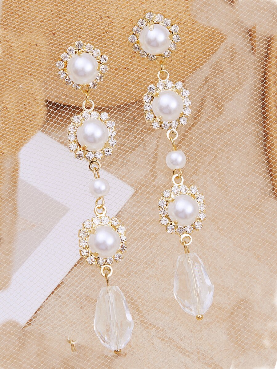faux Pearl Decor Drop Earrings - Multicolor - View 1