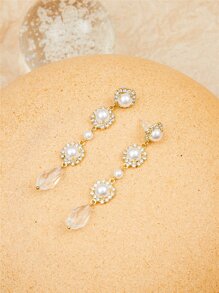 faux Pearl Decor Drop Earrings - Multicolor - View 2