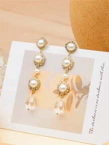 faux Pearl Decor Drop Earrings - Multicolor - View 3