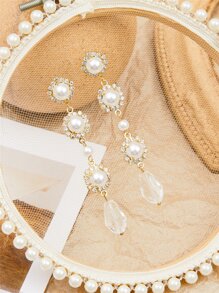 faux Pearl Decor Drop Earrings - Multicolor - View 4