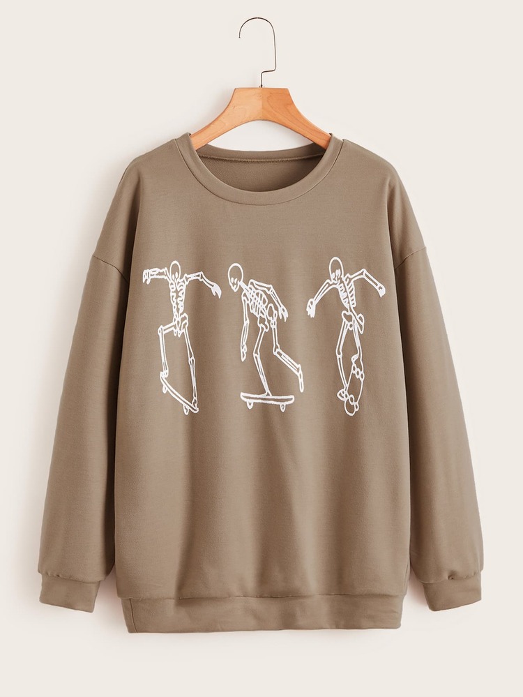 休閒萬聖節女士衛衣 - 卡其色 - 查看 1