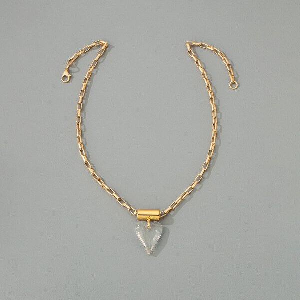 

Men Heart Charm Necklace, Gold