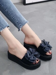 Women's Plastic Butterfly Decorated Slippers - Navy Blue - View 2