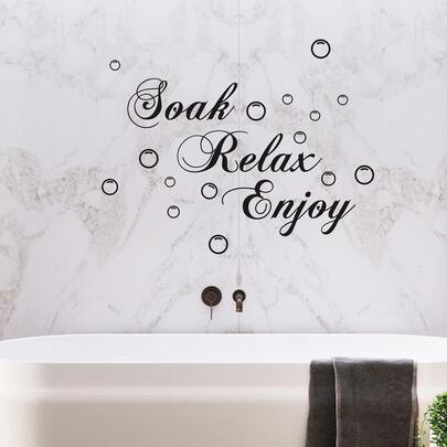 Slogan Graphic Bathtub Sticker, Stickers, Wall Decal, Vinyl Decal For Home Decorations, Spring Decoration Items Refresh Your Home, Festival Decoration Stickers Gifts Birthday Graduation