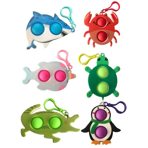 

6pcs Marine Life Shaped Push Pop Bubble, Multicolor