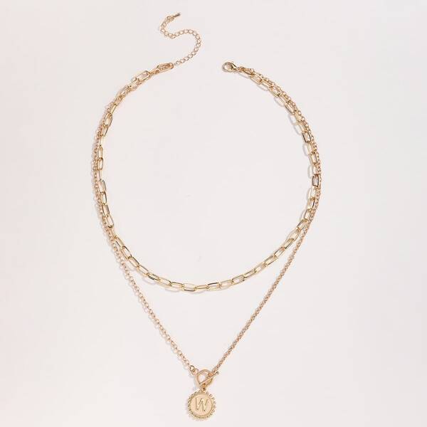 

Letter Decor Charm Necklace, Gold